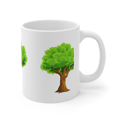 Green Tree Ceramic Coffee Cups, 11oz, 15oz