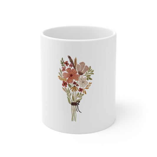 Flower Ceramic Mug 11oz Mug coffee tee Mug flower gift for her Holiday picks mug