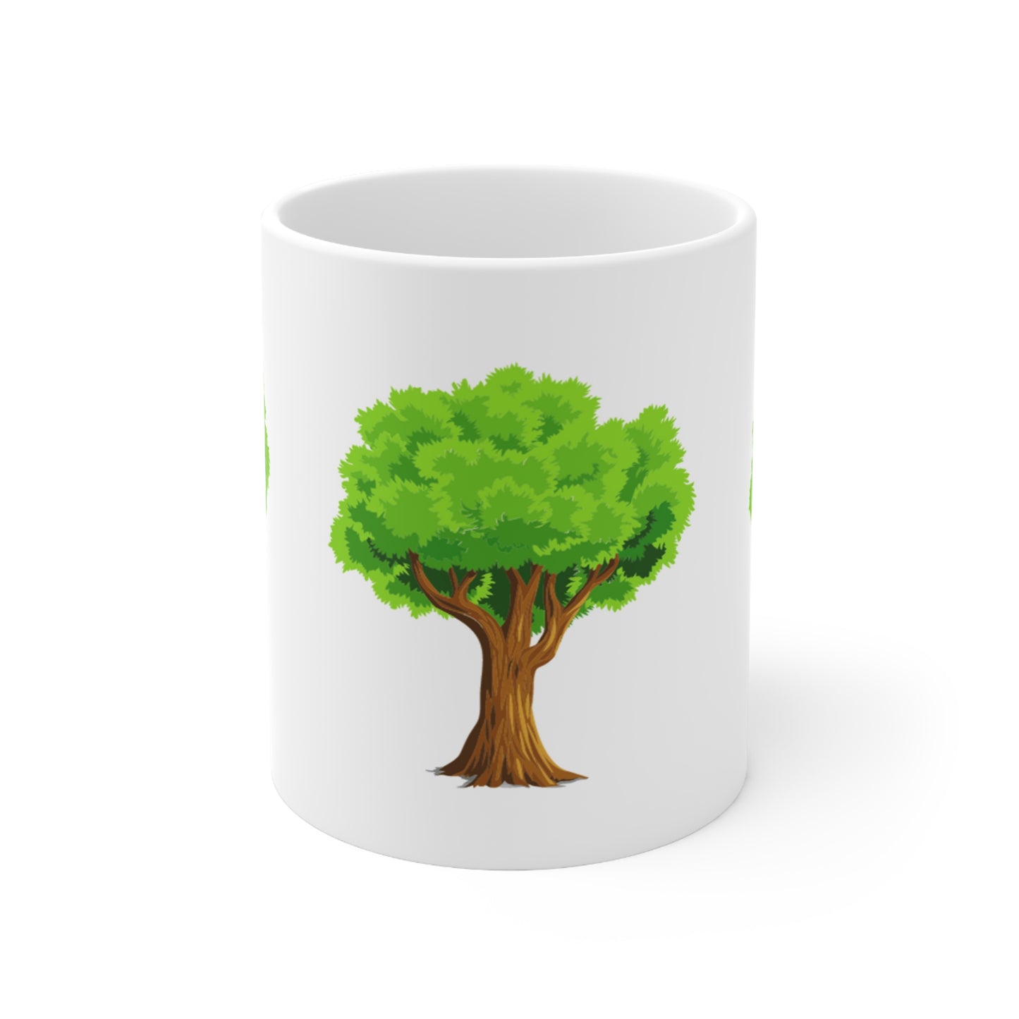 Green Tree Ceramic Coffee Cups, 11oz, 15oz