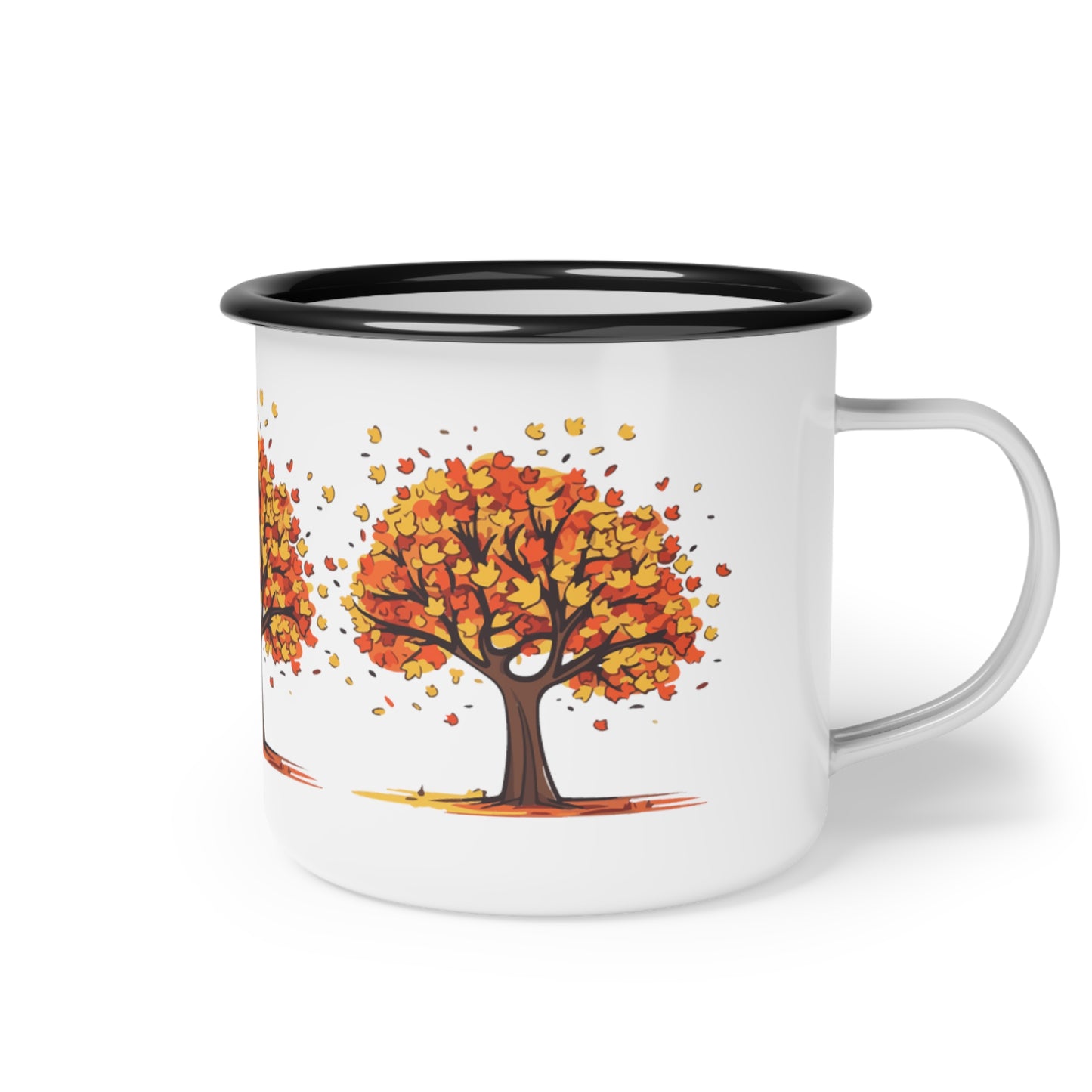 Autumn tree with falling leaves Enamel Camp Cup