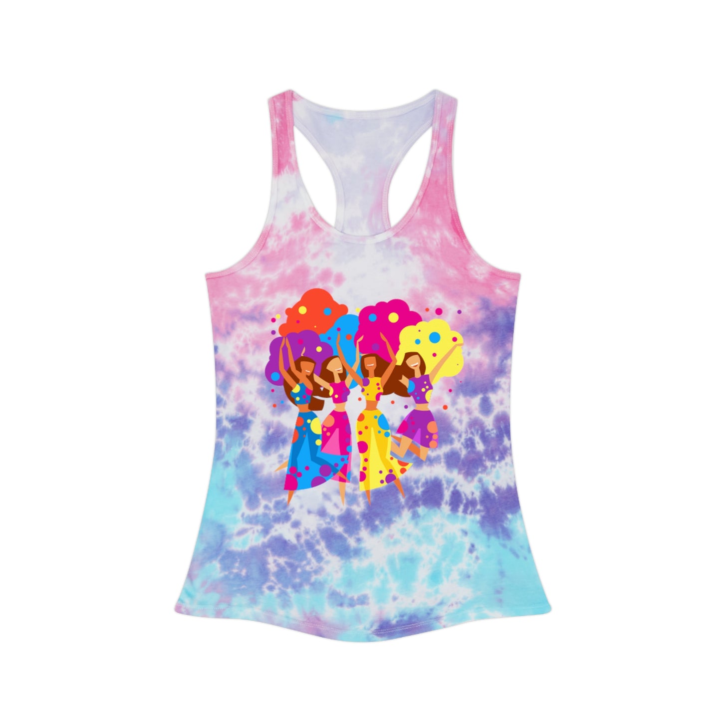 Happy Dansing Girls Tie Dye Racerback Tank Top