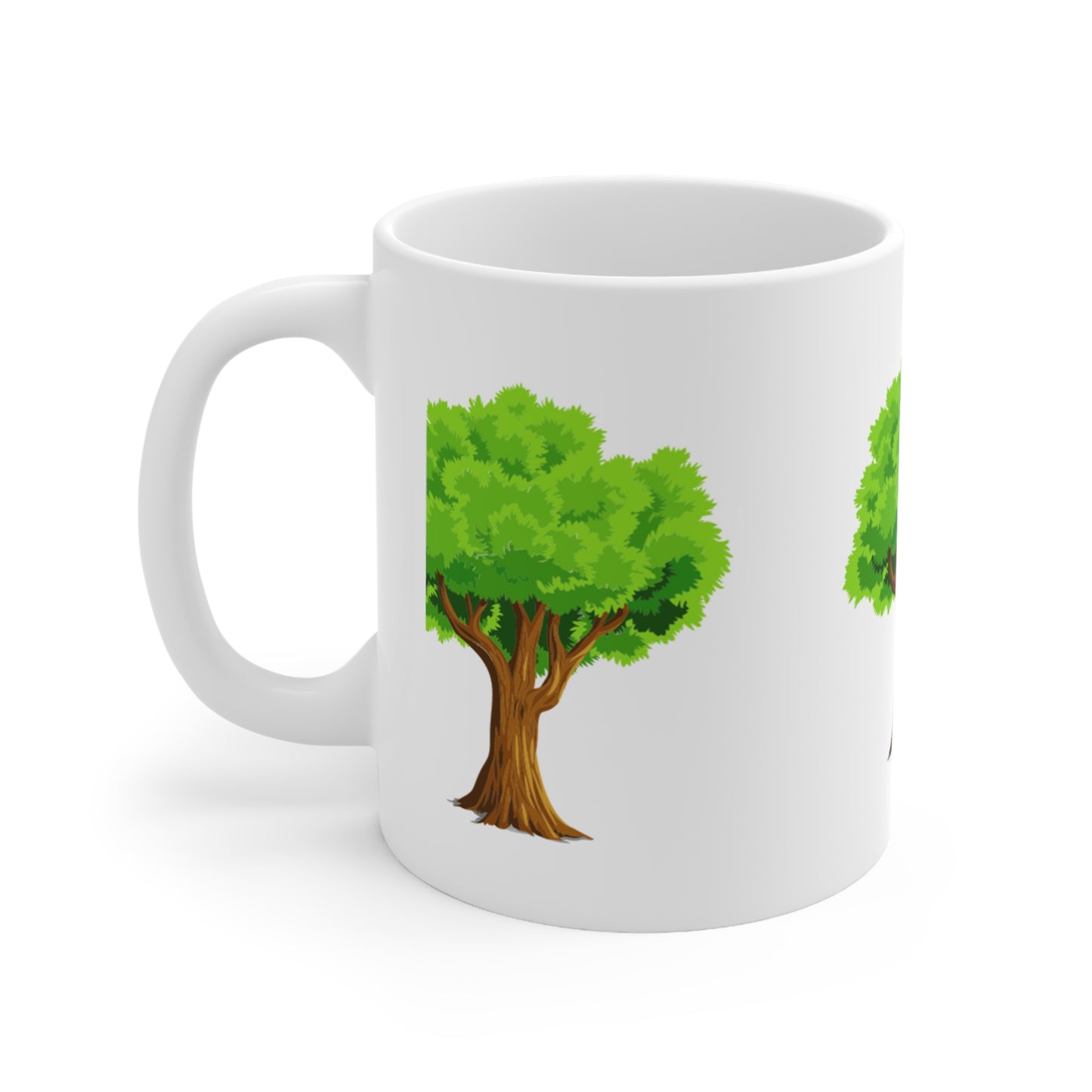 Green Tree Ceramic Coffee Cups, 11oz, 15oz