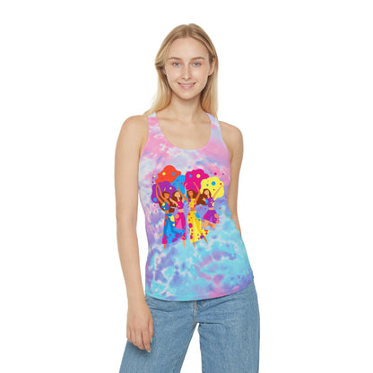 Happy Dansing Girls Tie Dye Racerback Tank Top