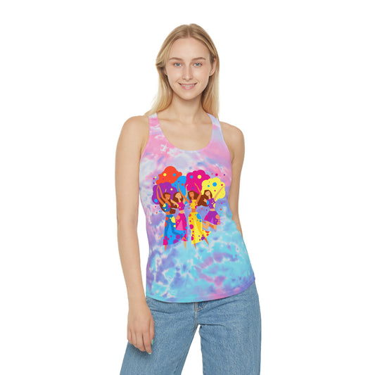 Happy Dansing Girls Tie Dye Racerback Tank Top