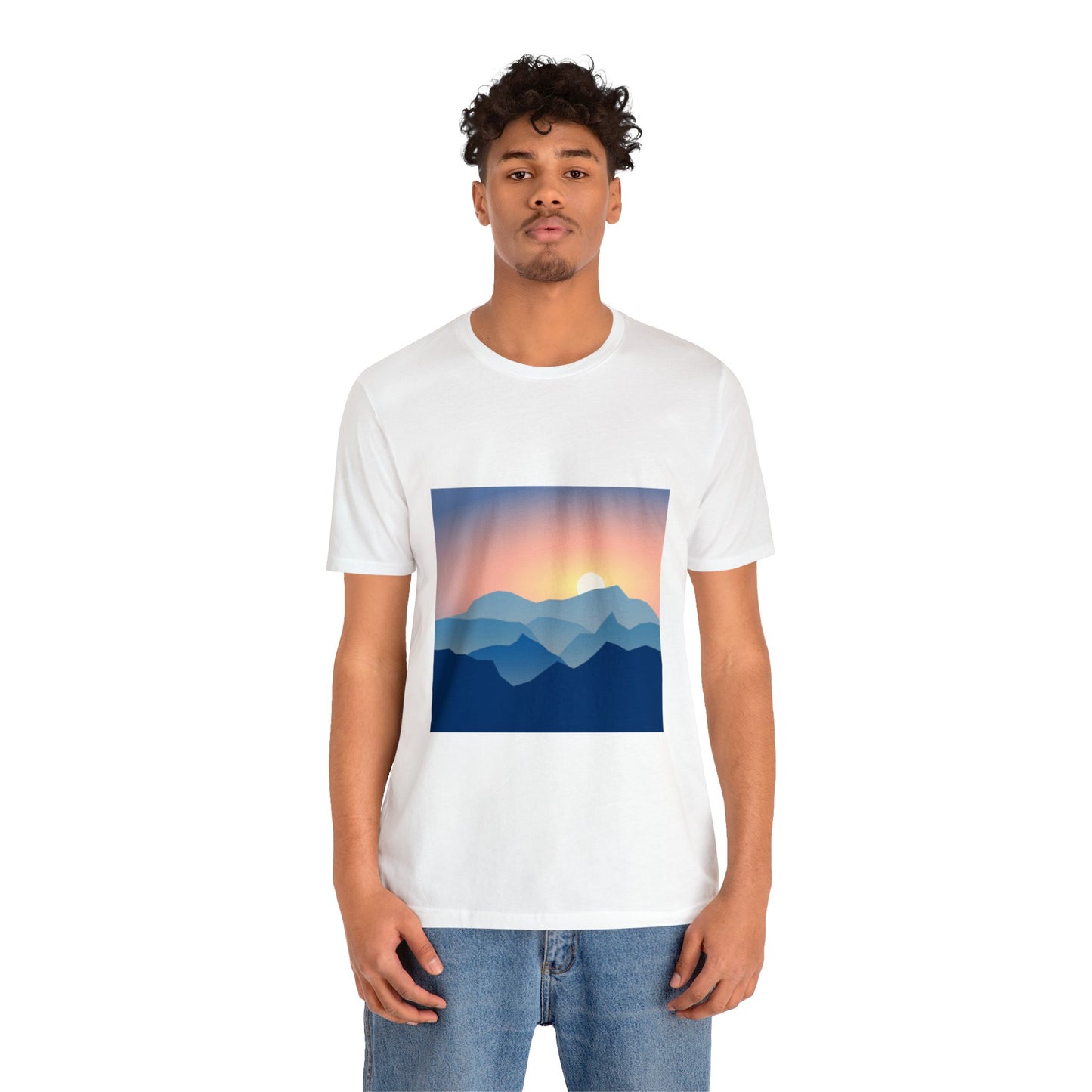 Sunset Over Mountains Unisex Jersey Short Sleeve Tee