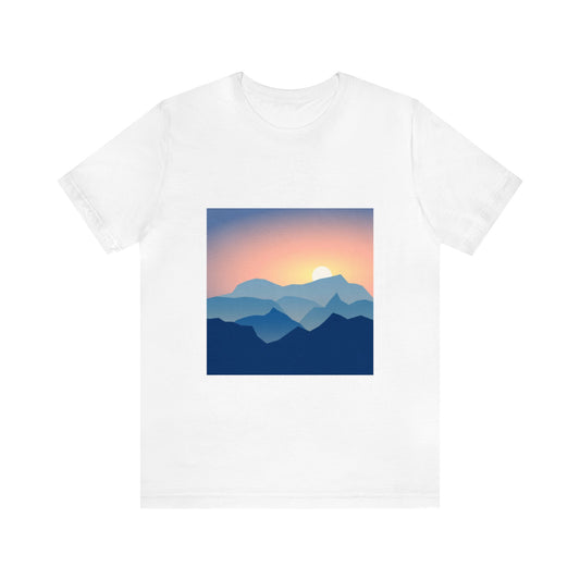 Sunset Over Mountains Unisex Jersey Short Sleeve Tee